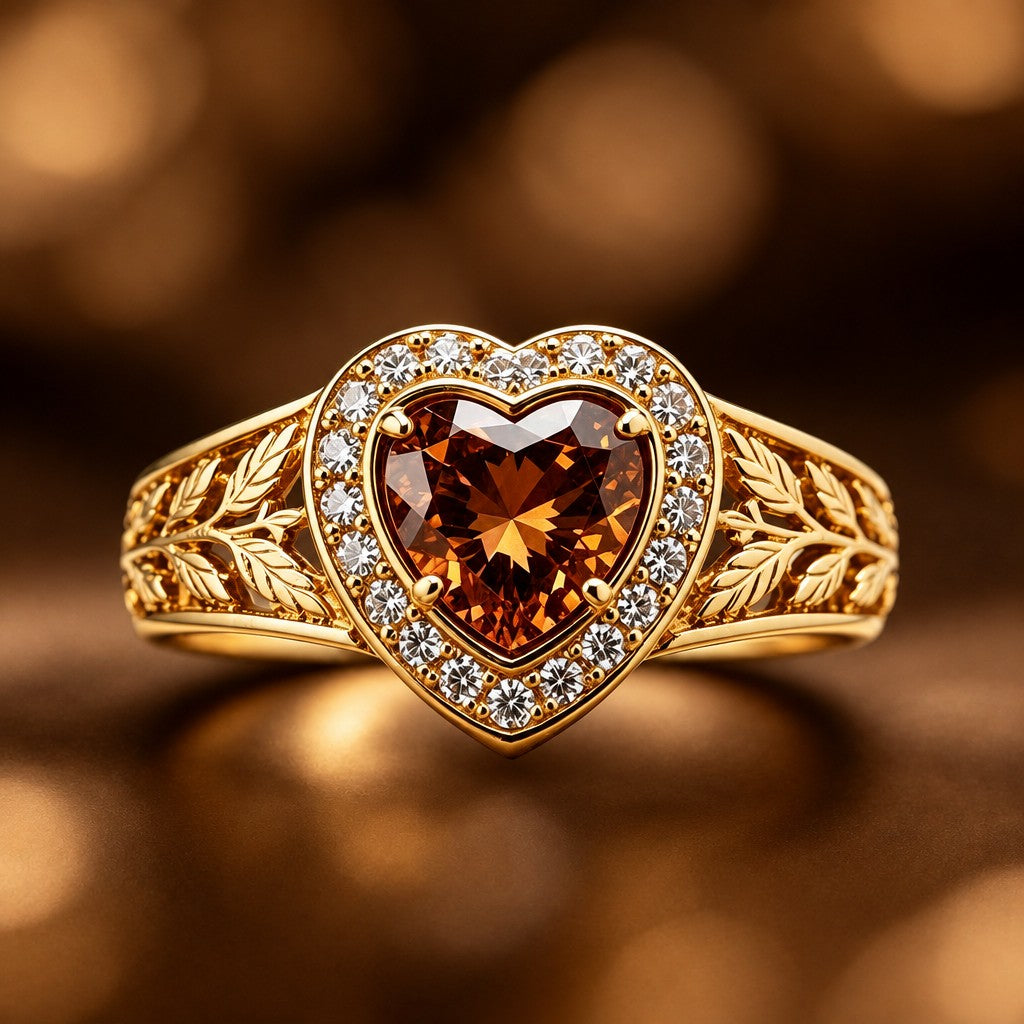 Romantic Vintage Heart Leaf Ring