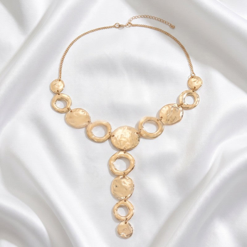Classy Geometric Disc Cascade Necklace