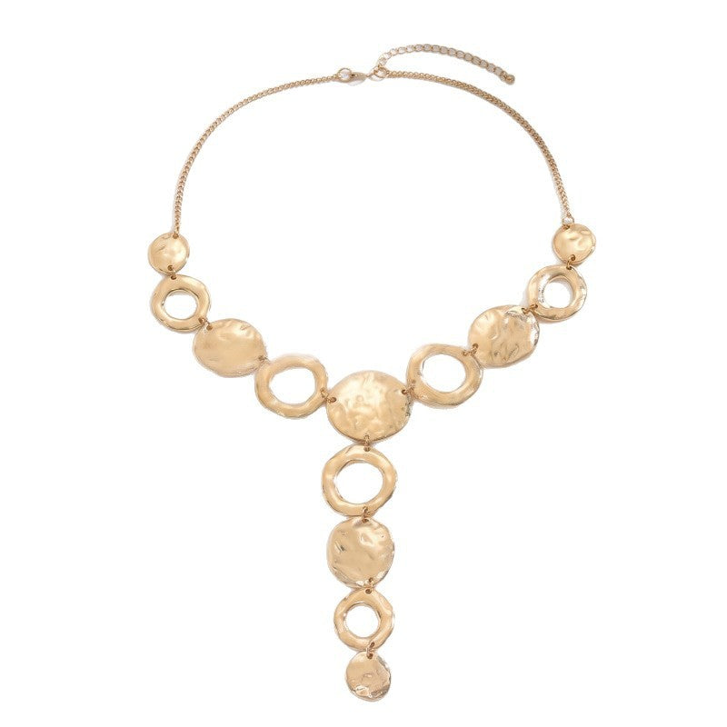 Classy Geometric Disc Cascade Necklace