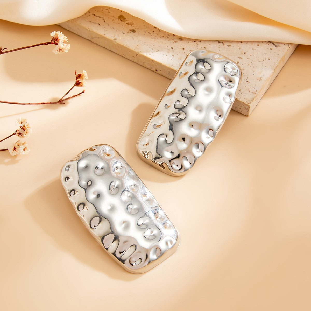 Classy Textured Rectangle Stud Earrings