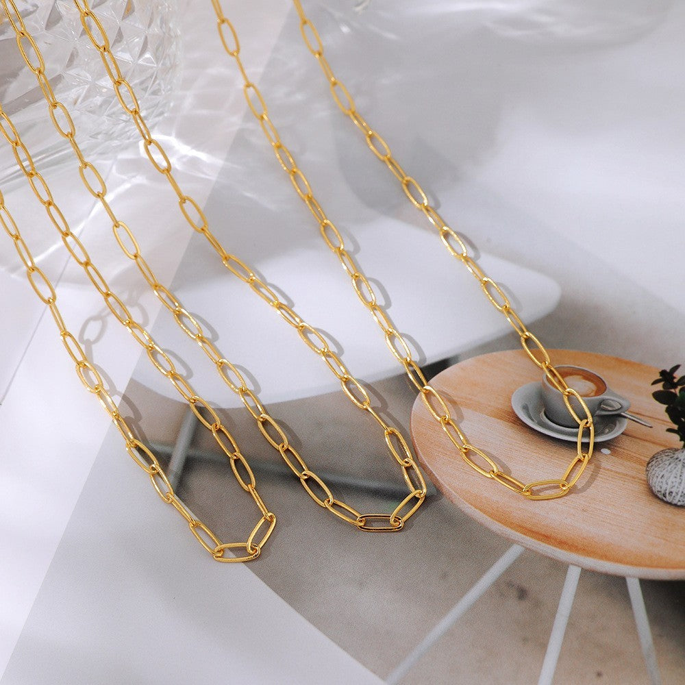 Dainty Layered Geometric Paperclip Necklace