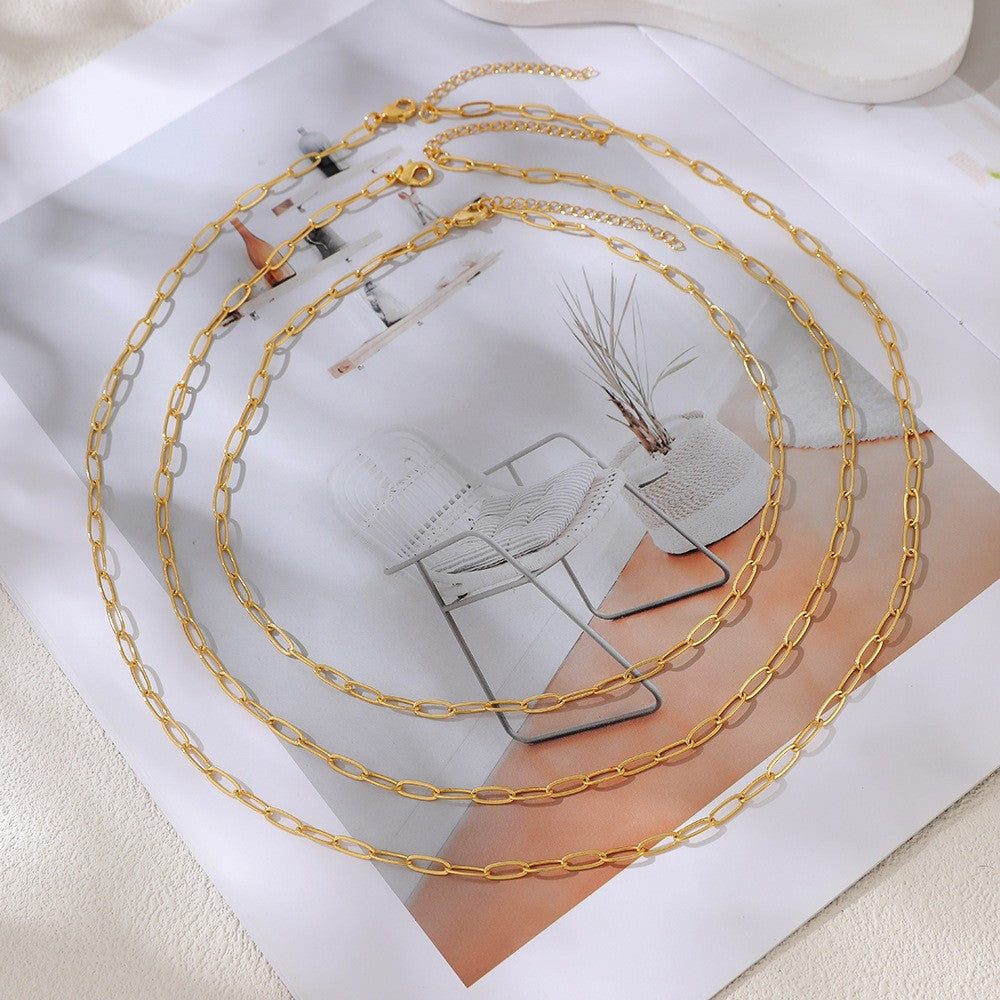 Dainty Layered Geometric Paperclip Necklace