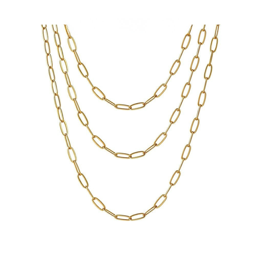 Dainty Layered Geometric Paperclip Necklace