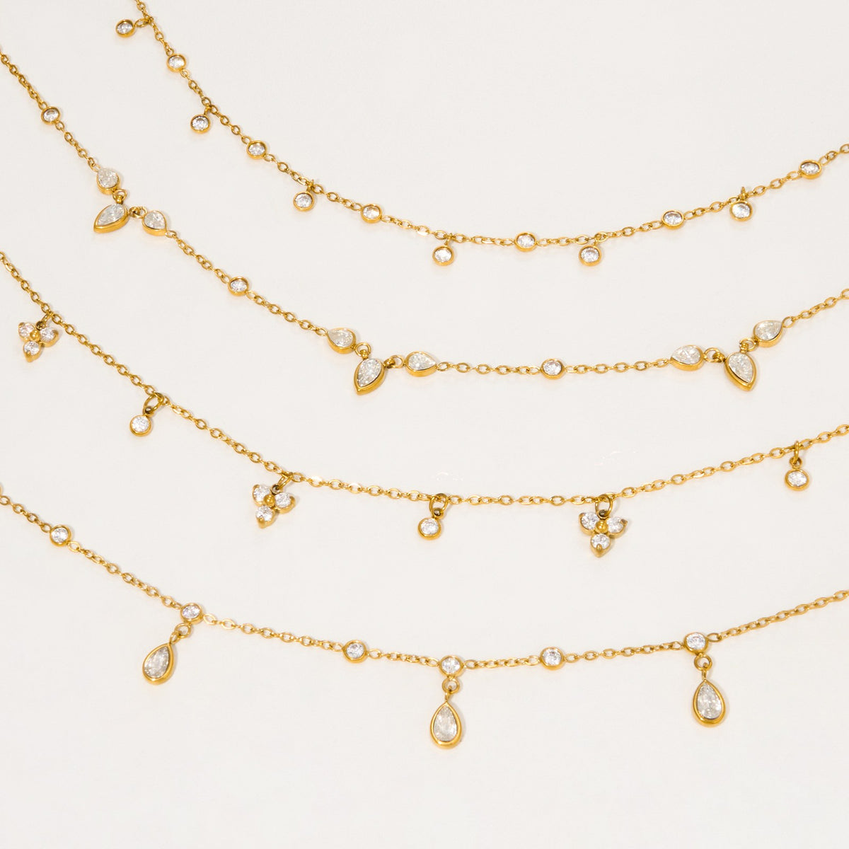 Dainty Clover & Teardrop Charm Anklet