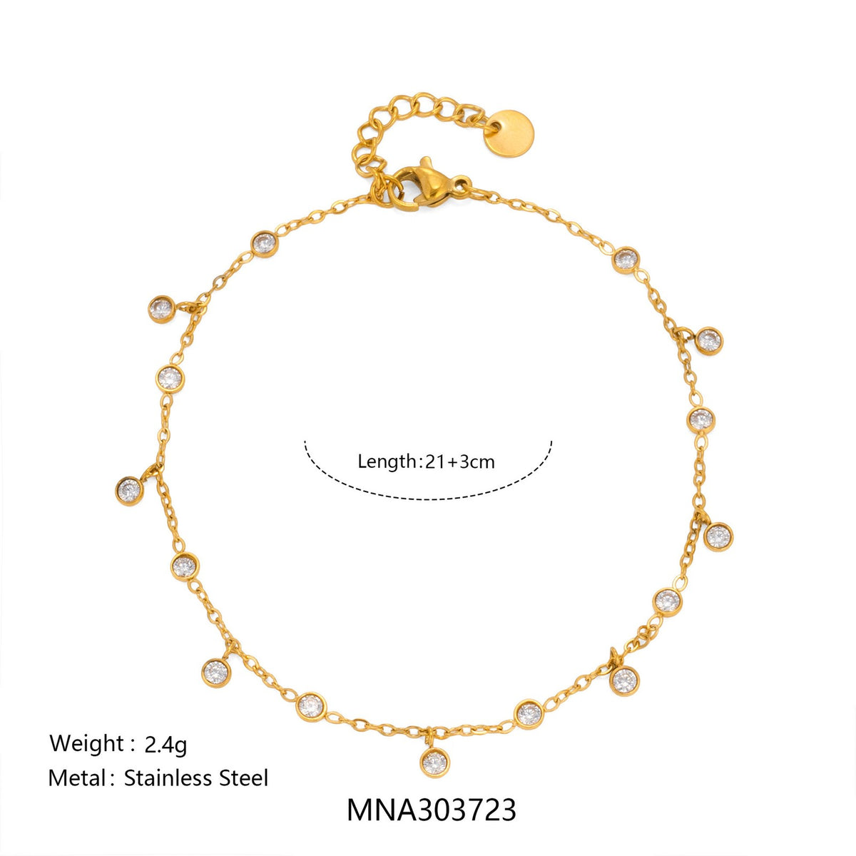 Dainty Clover & Teardrop Charm Anklet