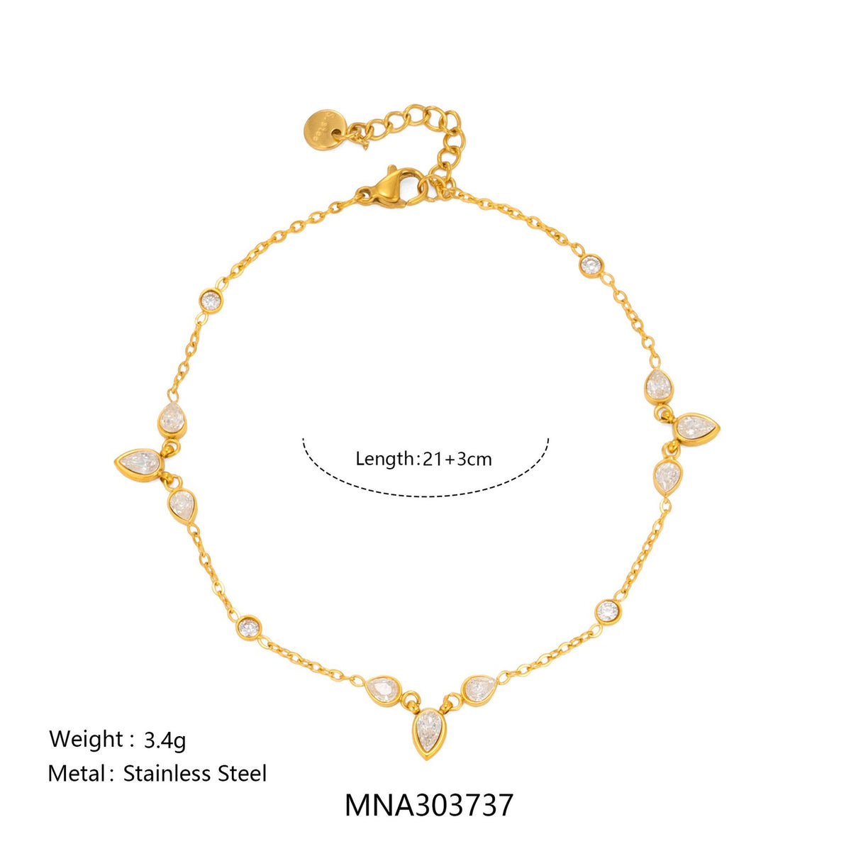 Dainty Clover & Teardrop Charm Anklet
