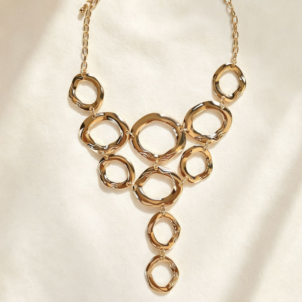 Classy Hammered Geometric Y-Necklace