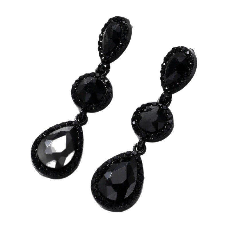Classy Rhinestone Triple Drop Earrings