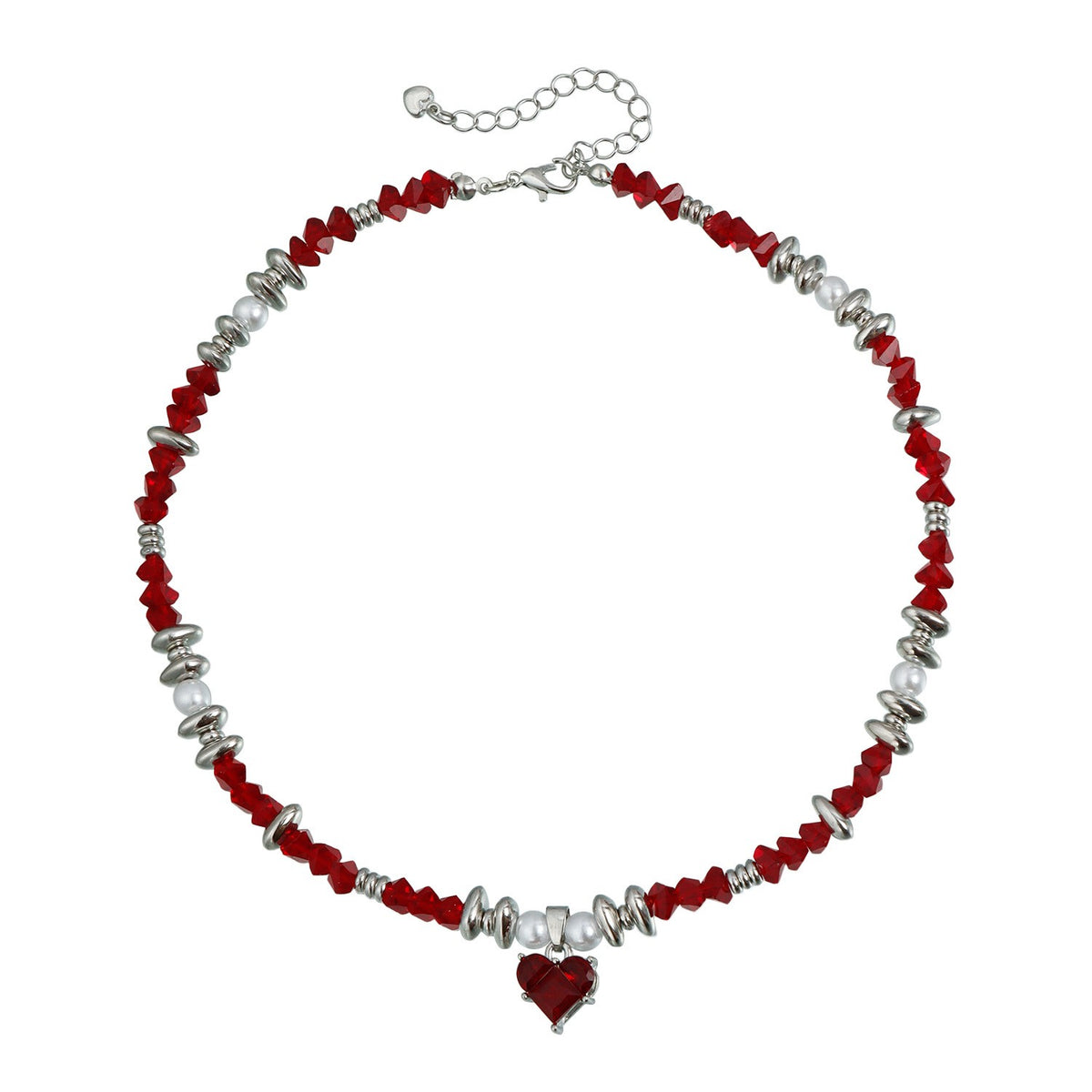 Romantic Red Crystal Heart Choker Necklace