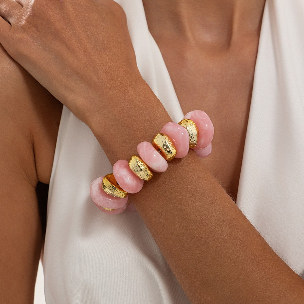 Boho Multicolor Marbled Resin Bracelet Set