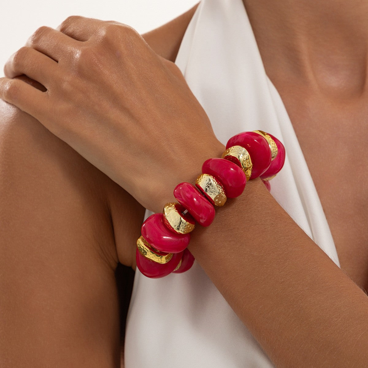 Boho Multicolor Marbled Resin Bracelet Set