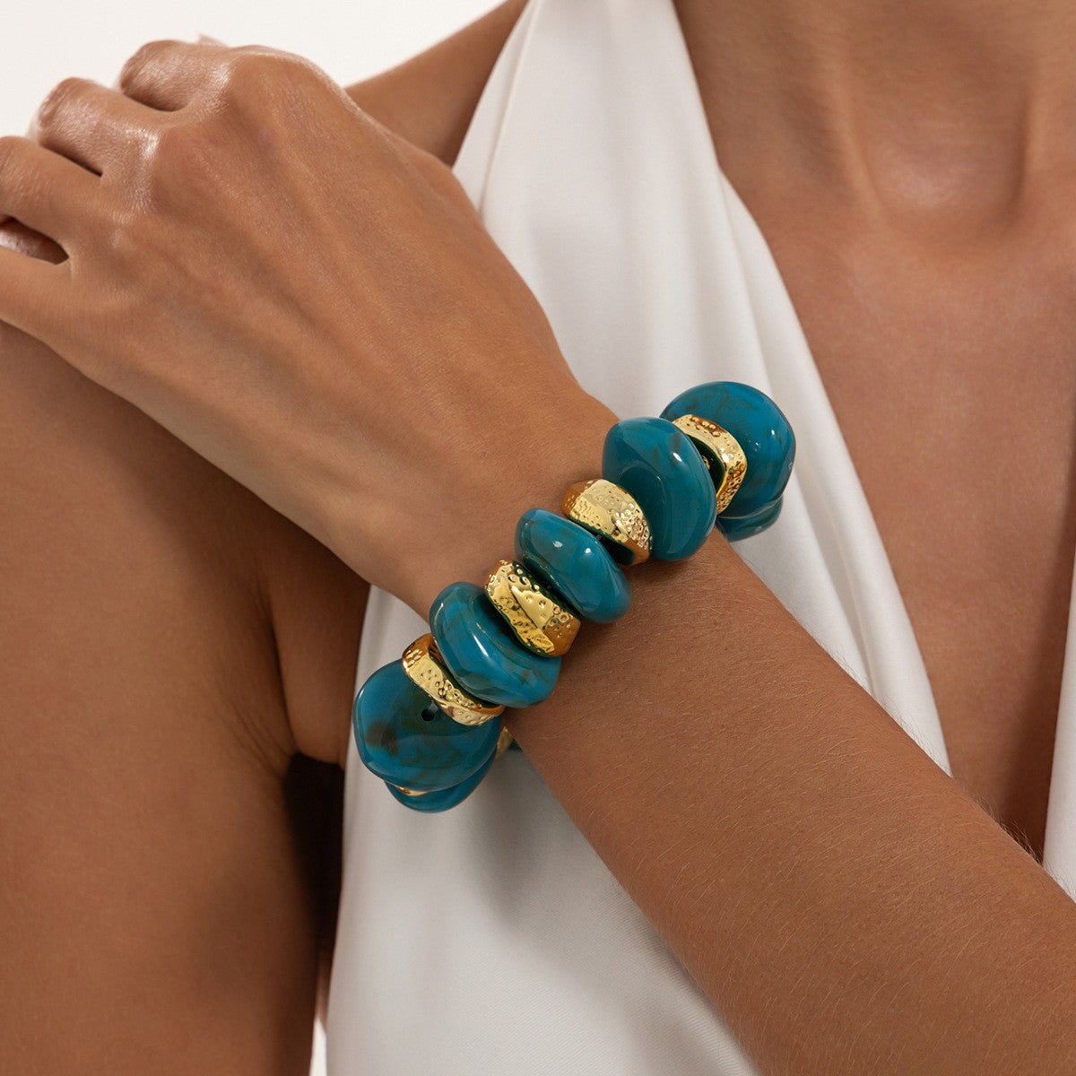 Boho Multicolor Marbled Resin Bracelet Set