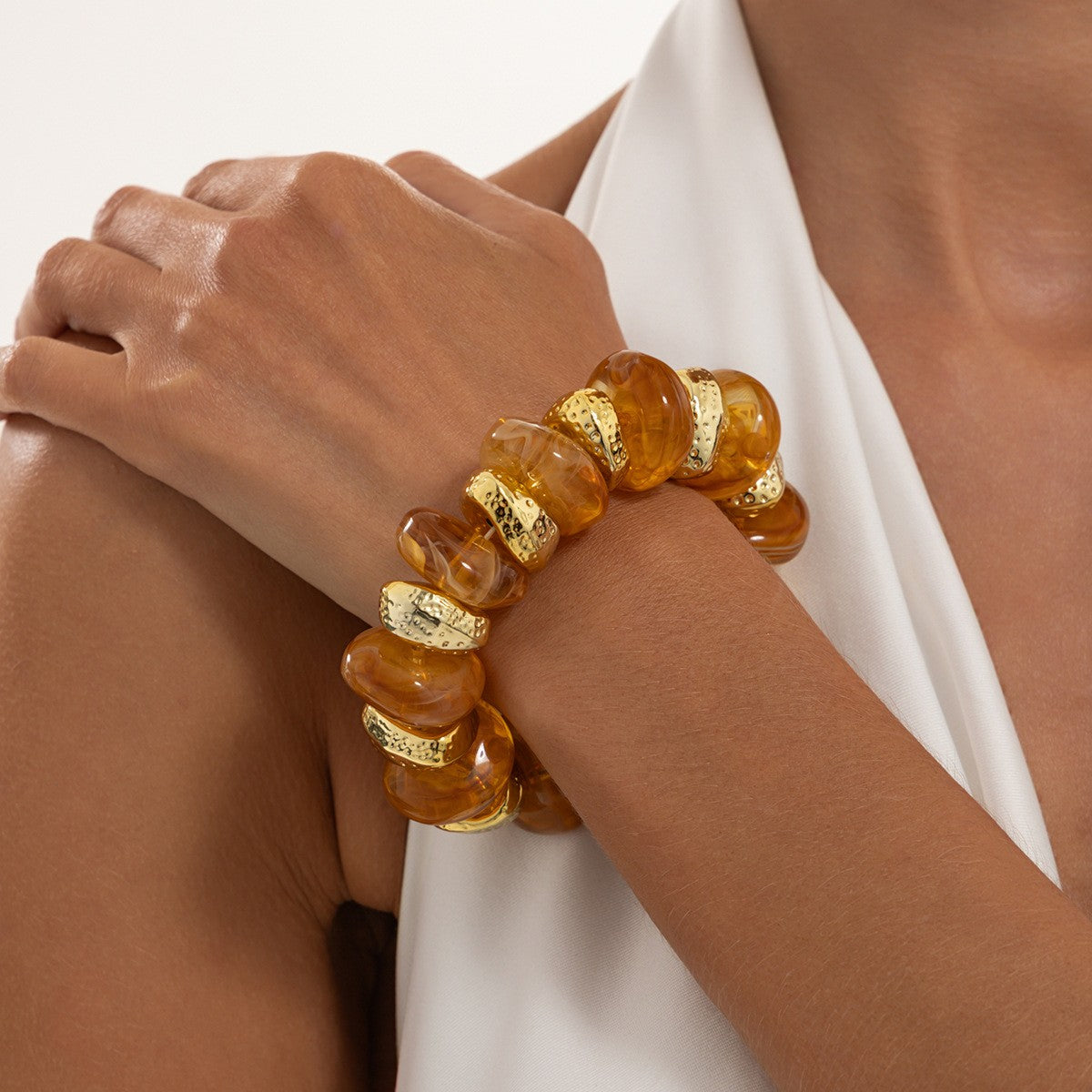 Boho Multicolor Marbled Resin Bracelet Set