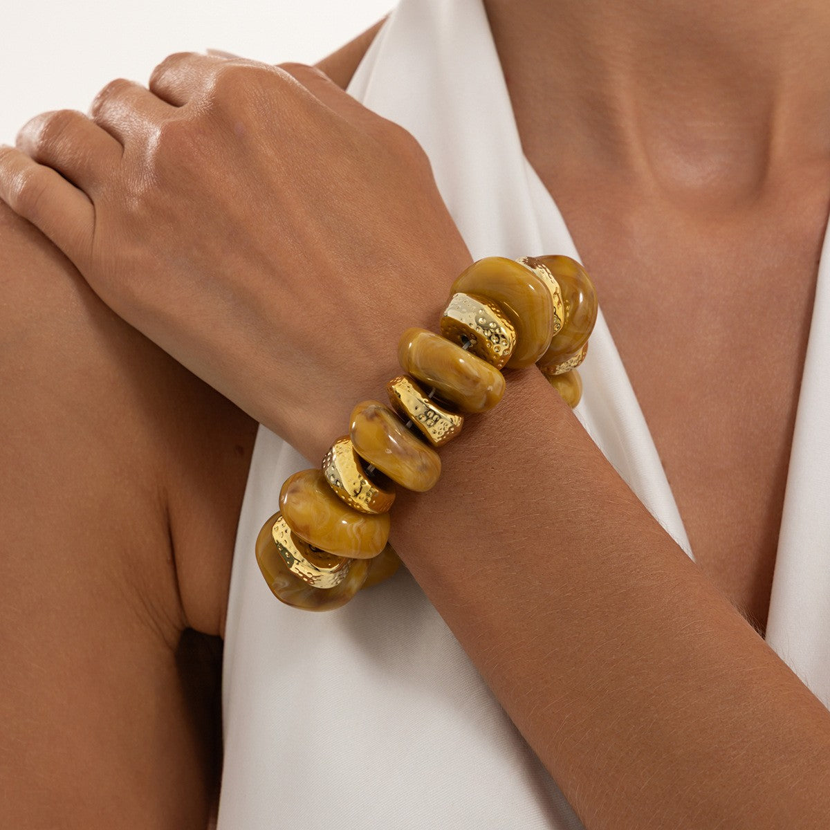 Boho Multicolor Marbled Resin Bracelet Set