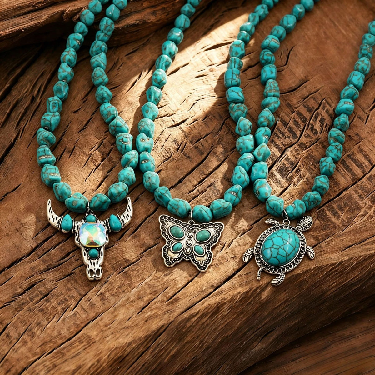 Vintage Turquoise Animal Charm Necklace