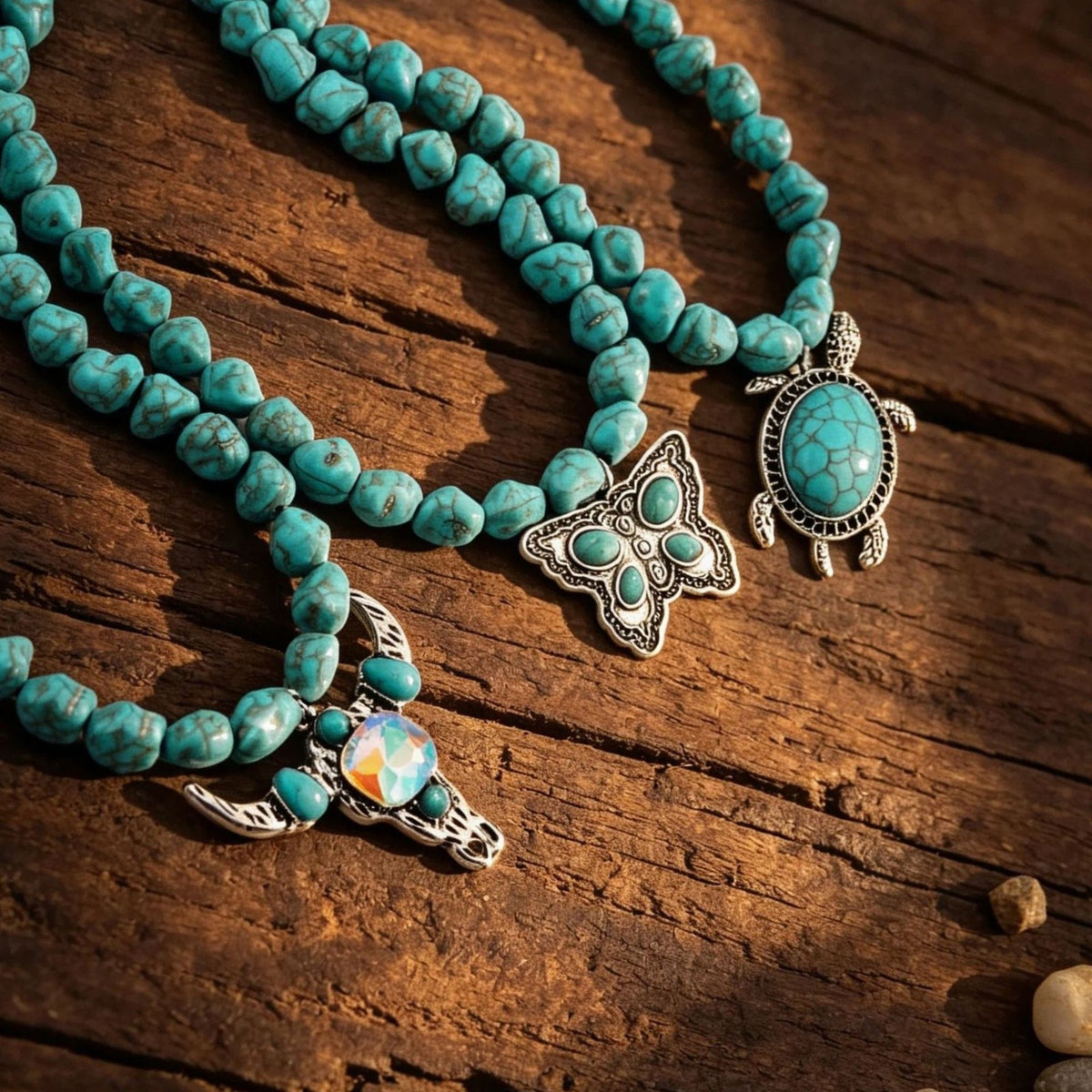 Vintage Turquoise Animal Charm Necklace