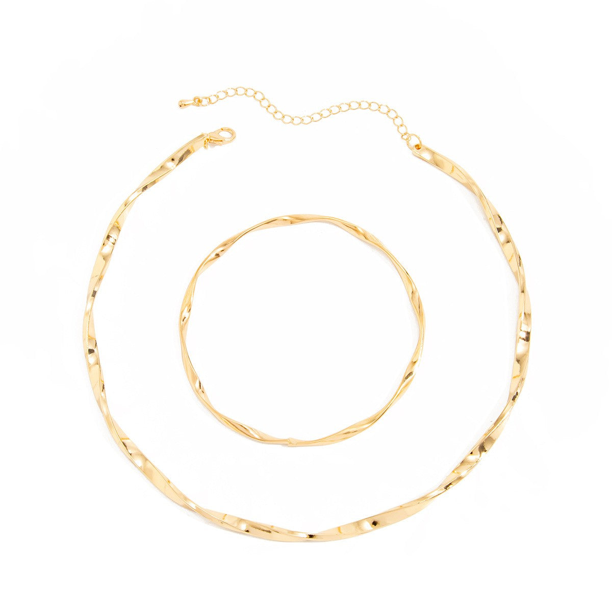 Classy Twisted Collar Necklace & Bangle Set