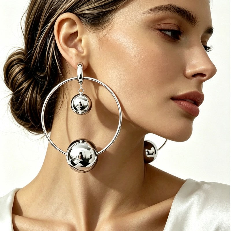 Classy Geometric Sphere Hoop Earrings