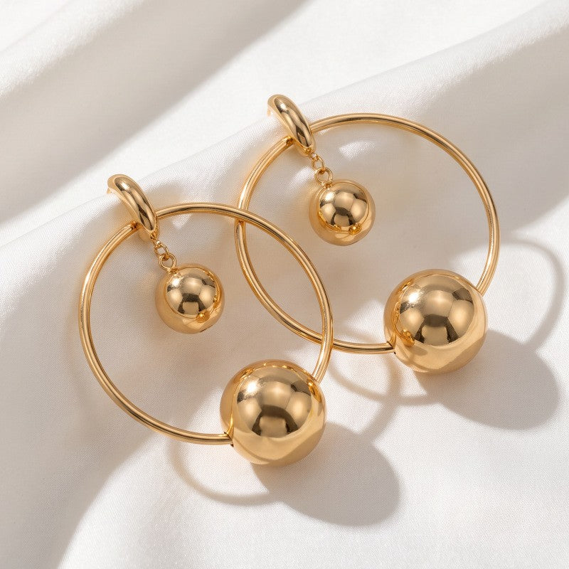 Classy Geometric Sphere Hoop Earrings