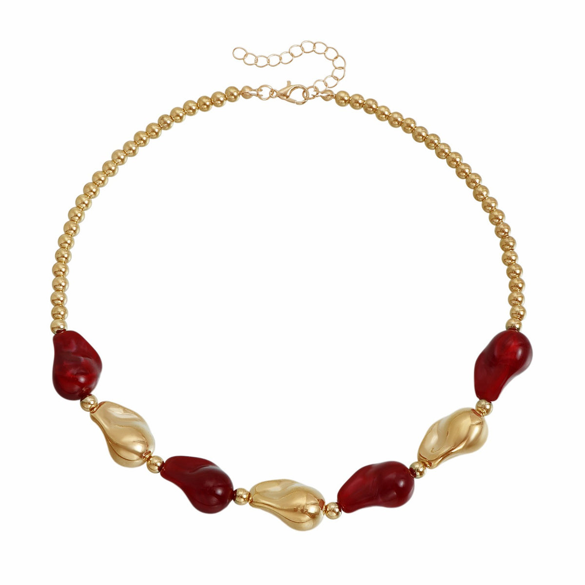 Classy Red Irregular Nugget Necklace