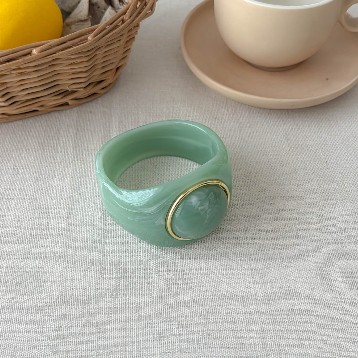 Classy Marbled Geometric Resin Ring