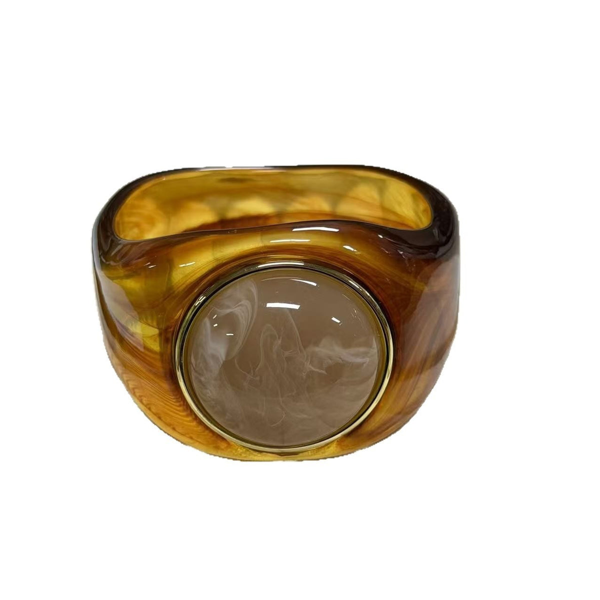 Classy Marbled Geometric Resin Ring
