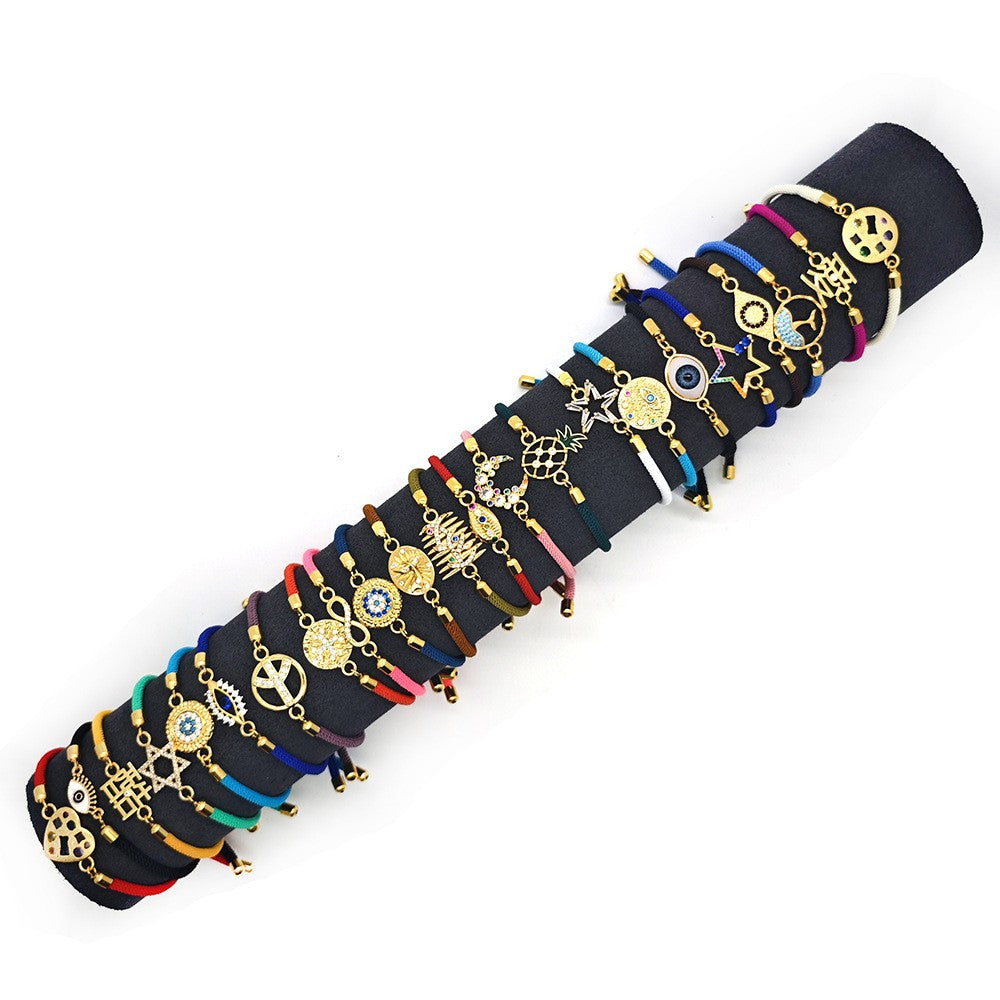 18k Boho Woven Evil Eye Bracelet Set