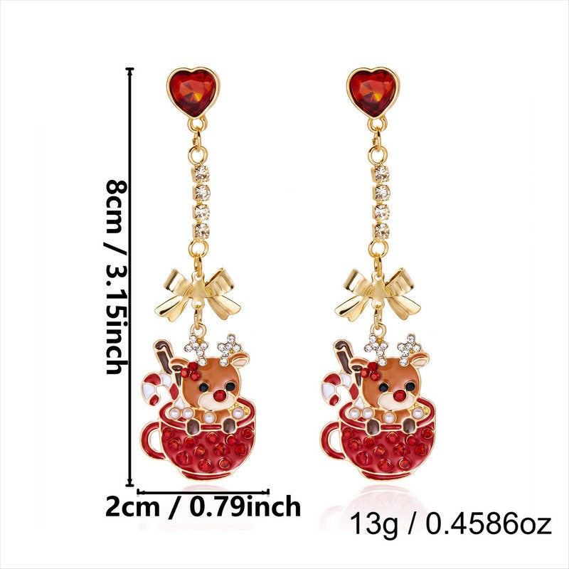 Festive Enamel Gingerbread House Dangle Earrings