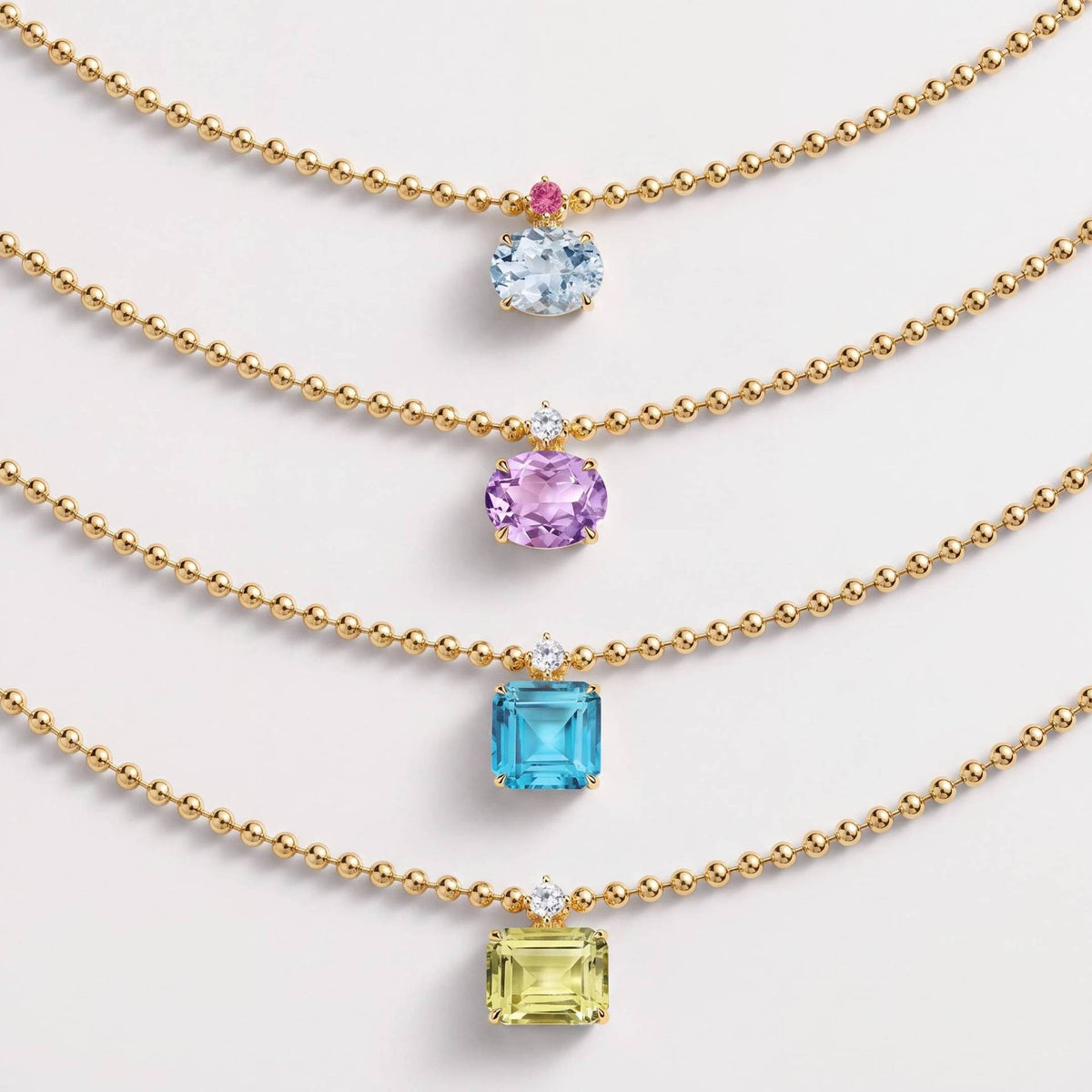 Dainty Multi-Gem Bead Chain Necklace