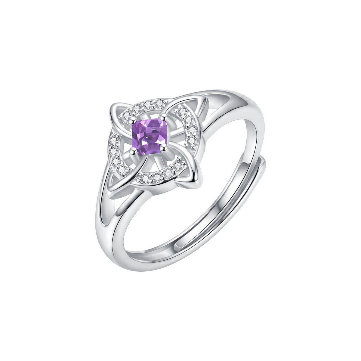 Dainty Geometric Birthstone Knot Ring