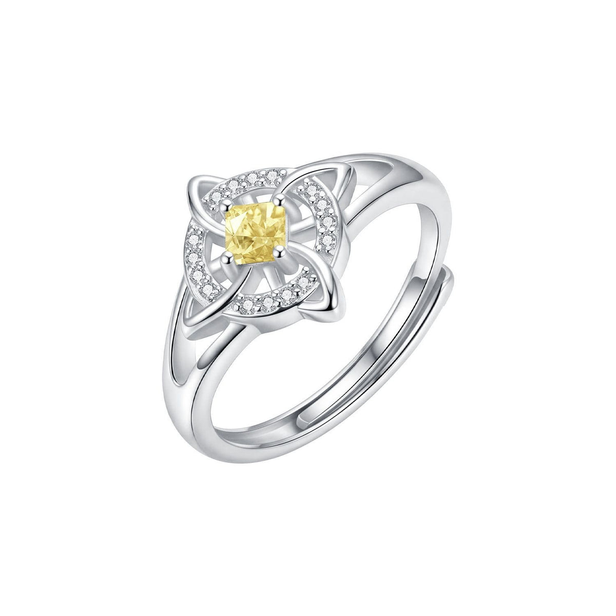 Dainty Geometric Birthstone Knot Ring