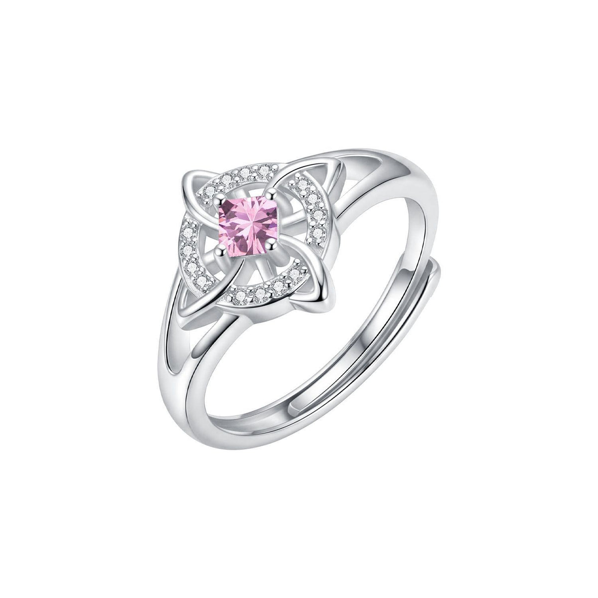 Dainty Geometric Birthstone Knot Ring