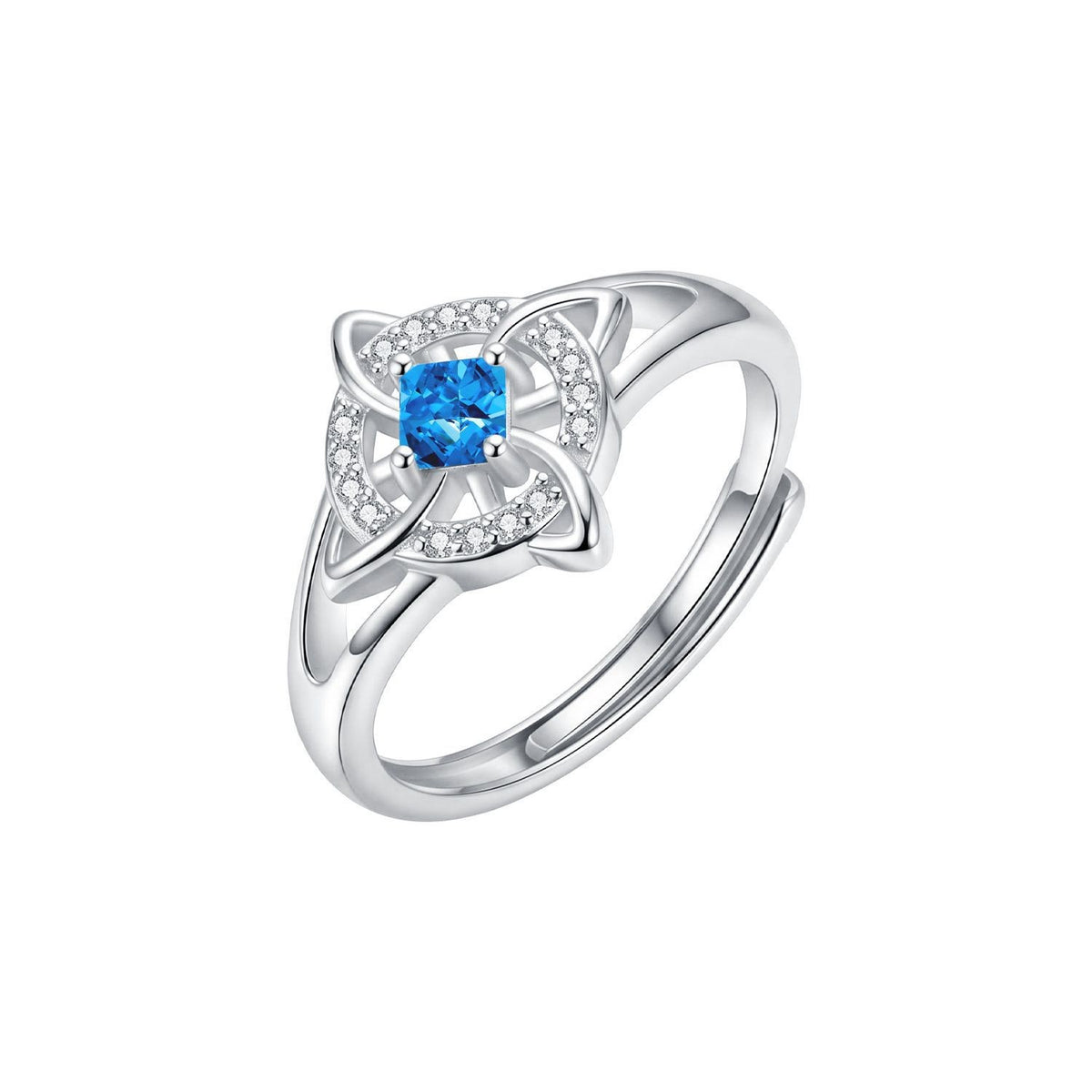 Dainty Geometric Birthstone Knot Ring