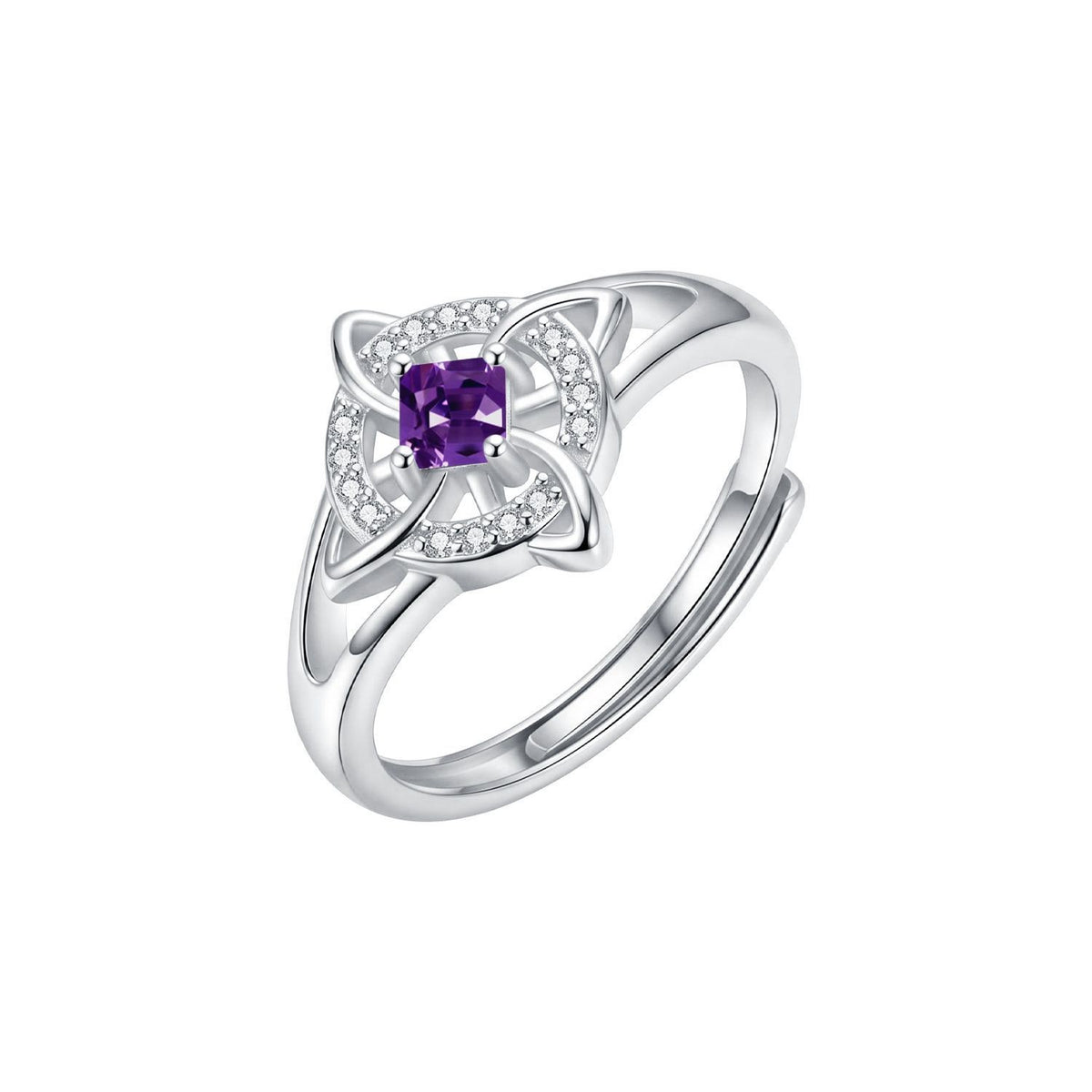 Dainty Geometric Birthstone Knot Ring