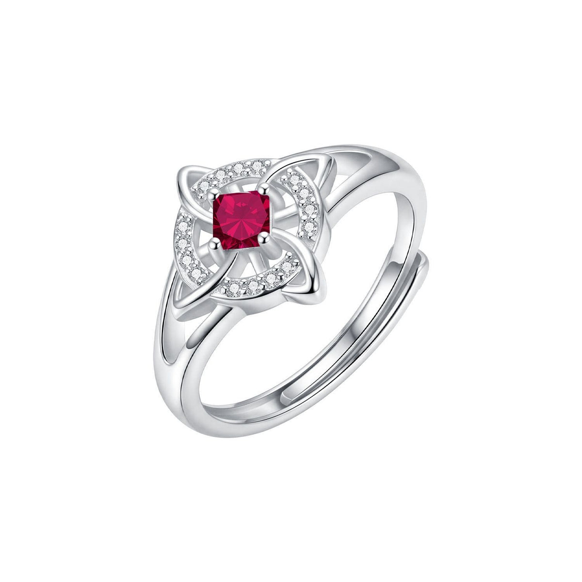 Dainty Geometric Birthstone Knot Ring