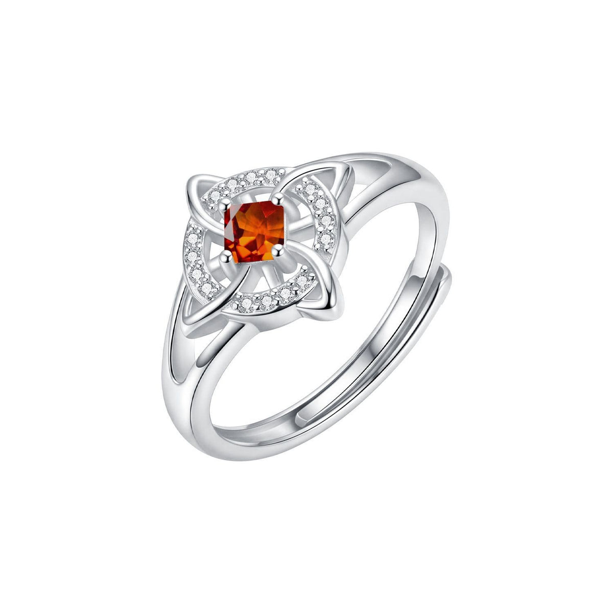 Dainty Geometric Birthstone Knot Ring