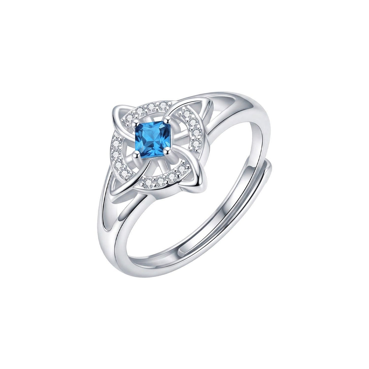 Dainty Geometric Birthstone Knot Ring