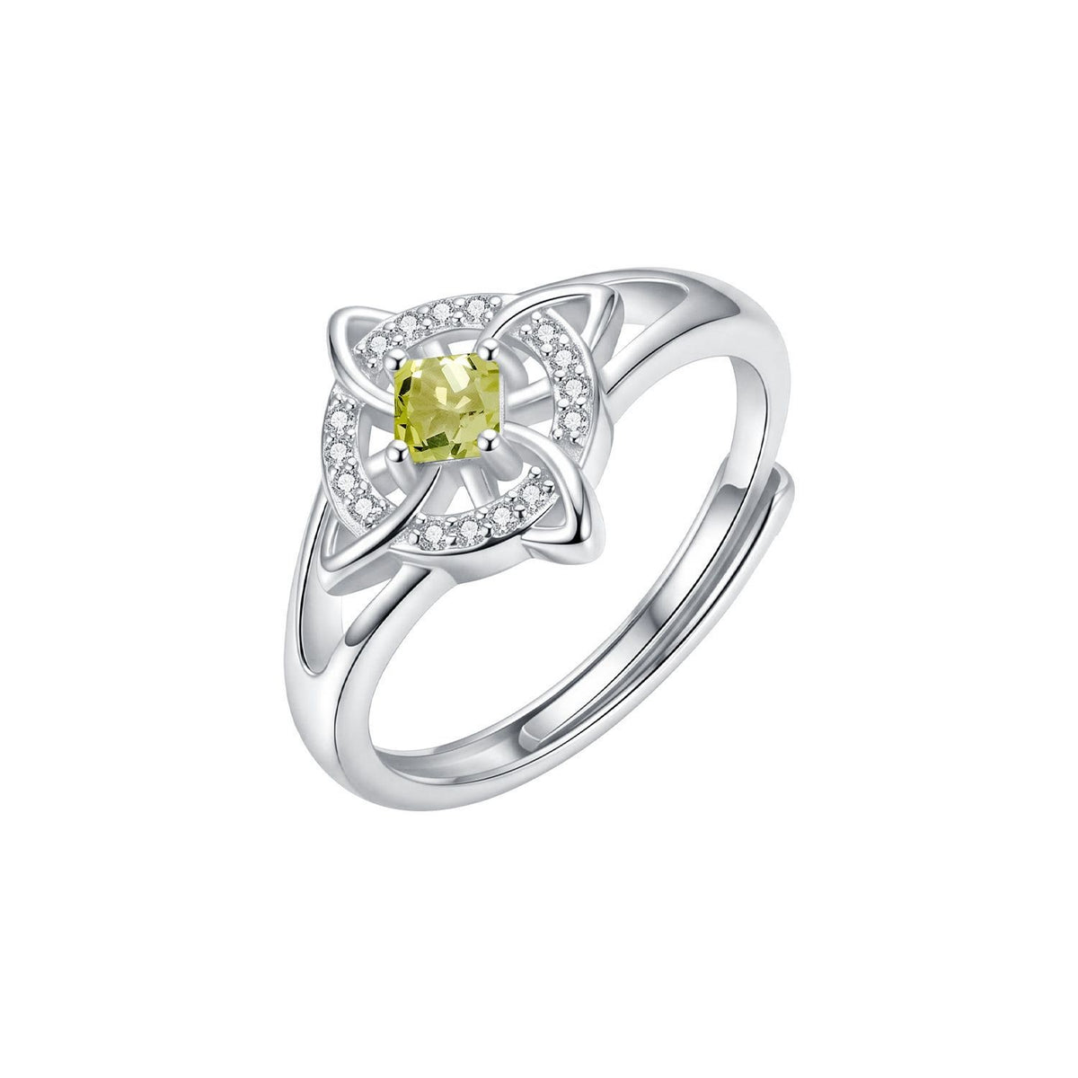 Dainty Geometric Birthstone Knot Ring