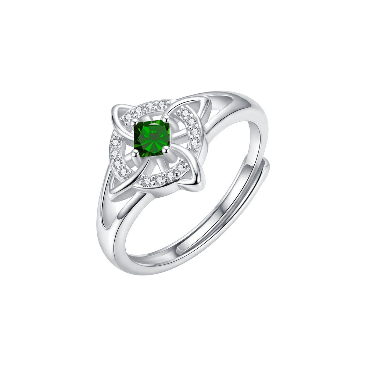 Dainty Geometric Birthstone Knot Ring