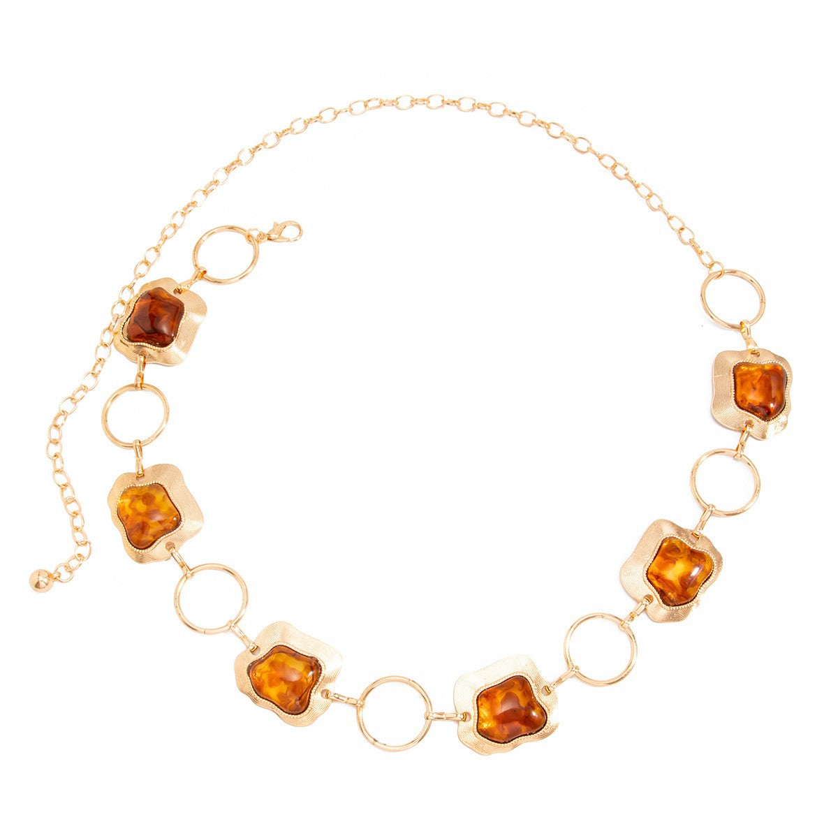 Classy Vintage Amber Geometric Waist Chain