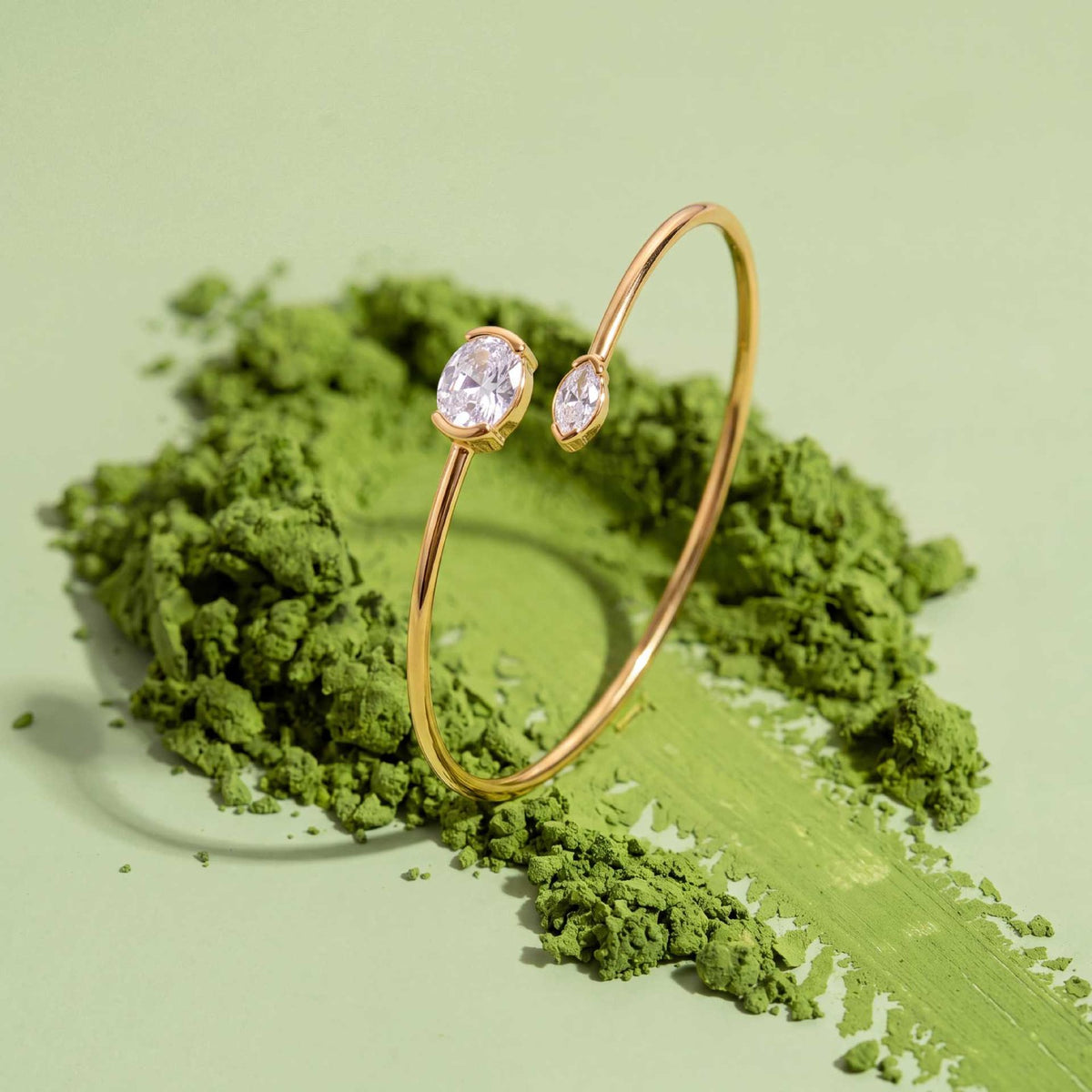 Classy Mixed Shape CZ Open Bangle
