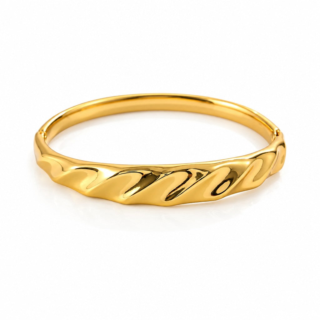Classy Sculptural Wave Open Cuff Bracelet