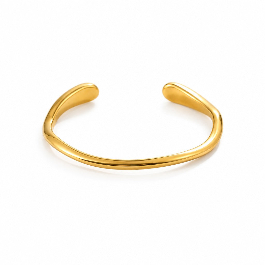 Classy Sculptural Wave Open Cuff Bracelet