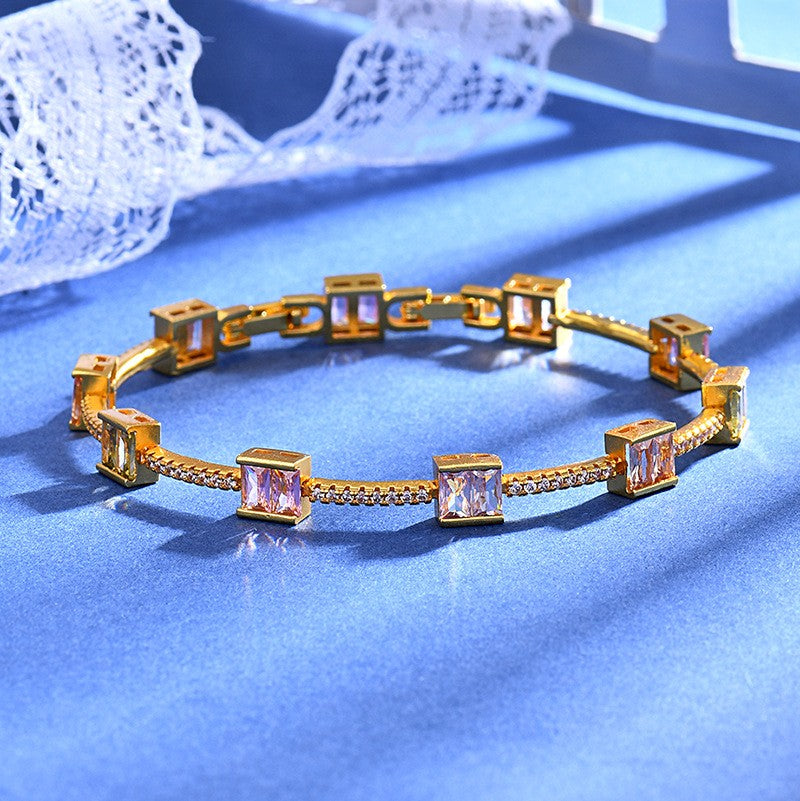 Classy Geometric Square Cubic Zirconia Bracelet