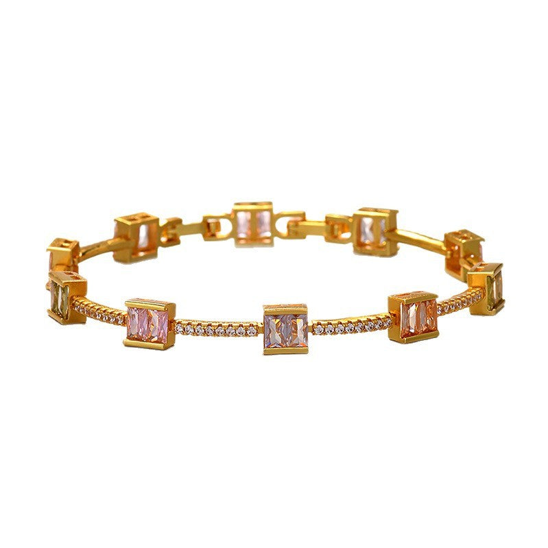 Classy Geometric Square Cubic Zirconia Bracelet