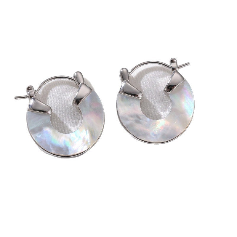 Classy Faux Shell Geometric Hoop Earrings