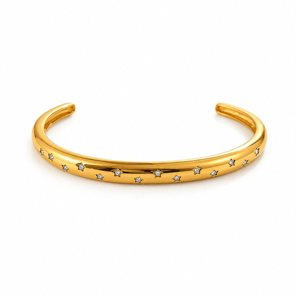 4pc Classy Wavy Bamboo & Star Bangle Set