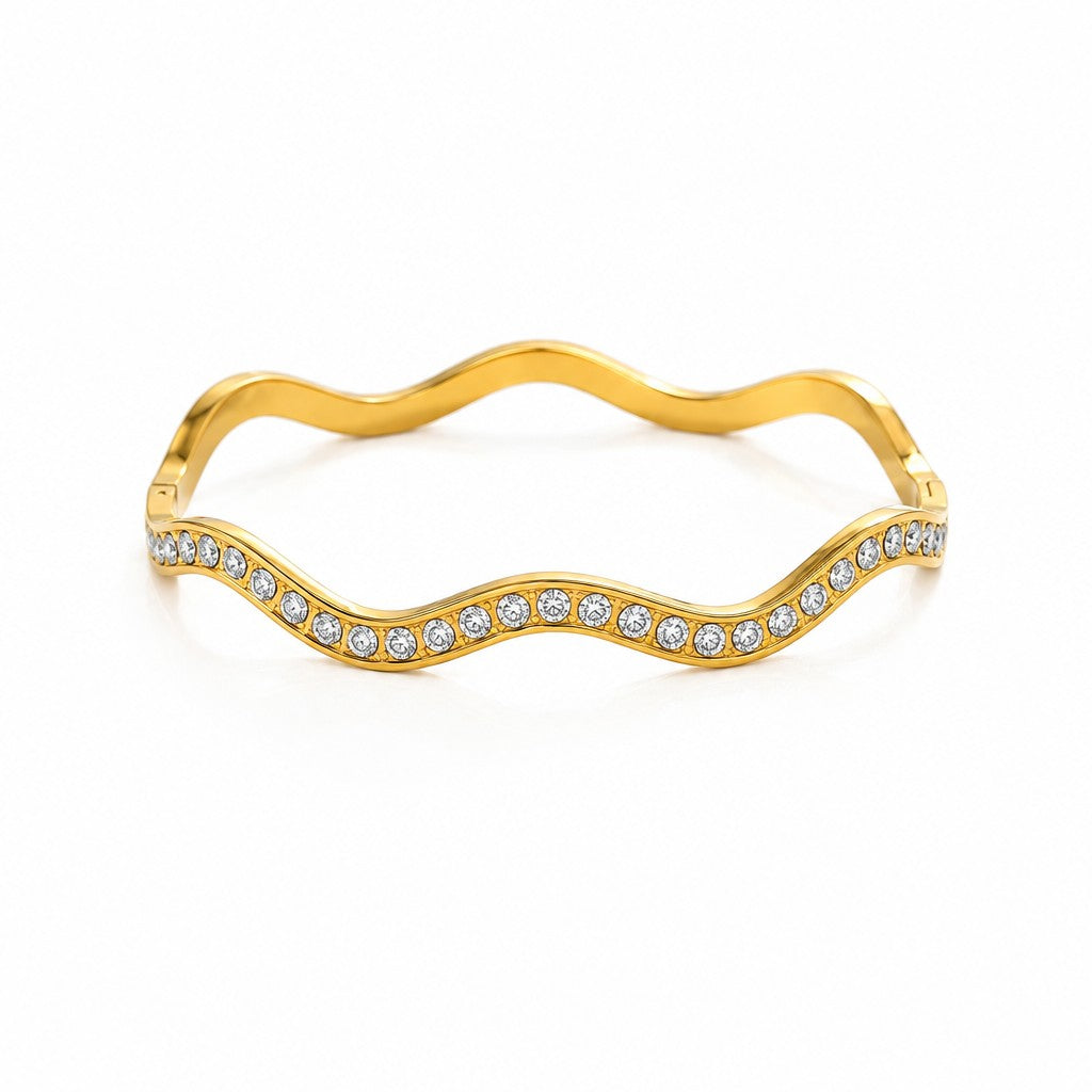 4pc Classy Wavy Bamboo & Star Bangle Set