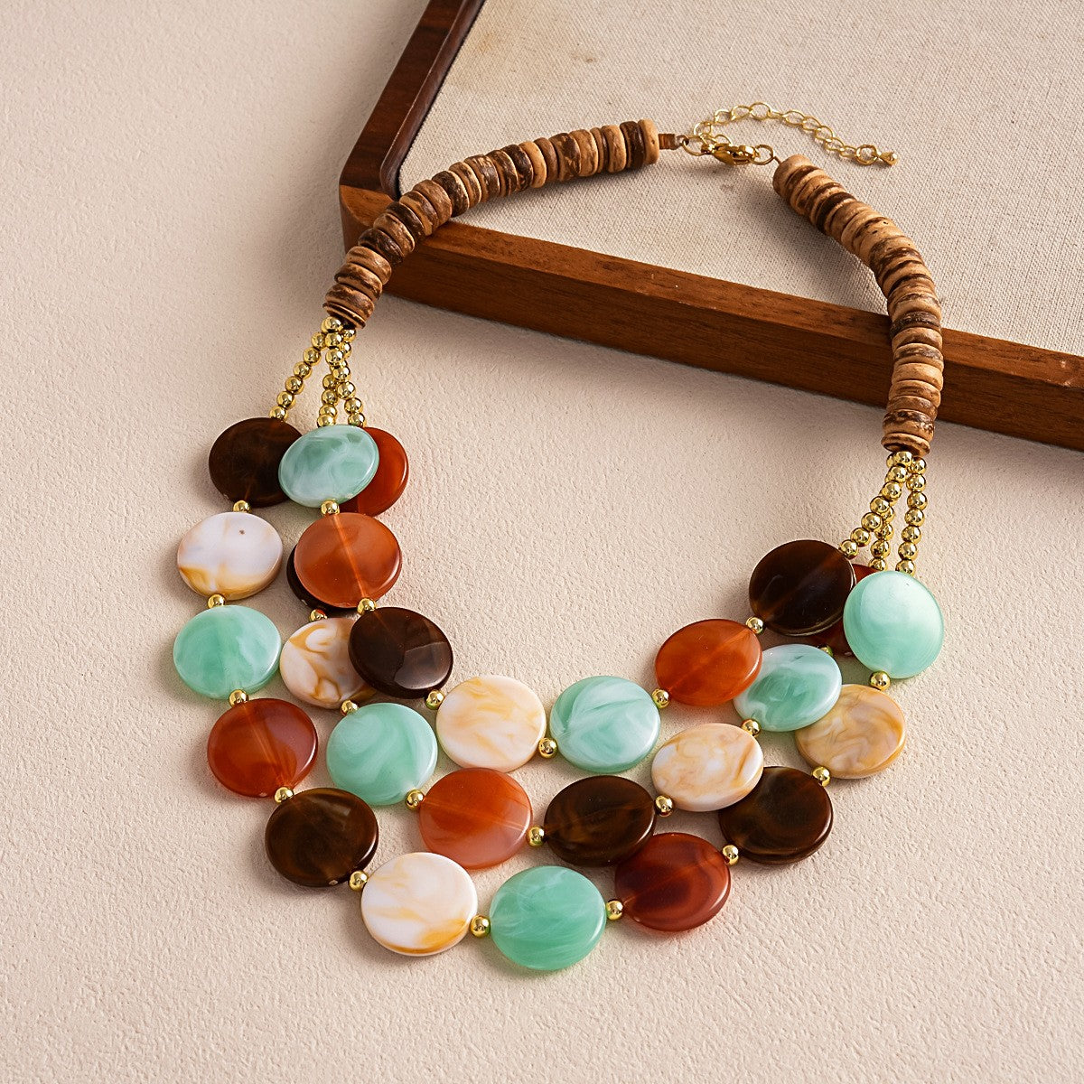 Boho Multi-Color Acrylic Disc Necklace