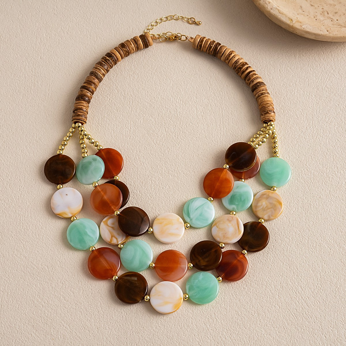 Boho Multi-Color Acrylic Disc Necklace